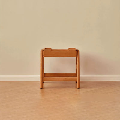 Contemporary Retro Rectangular Solid Wood Stackable Multi-Functional Storage Low Stool Footrest For Living Room
