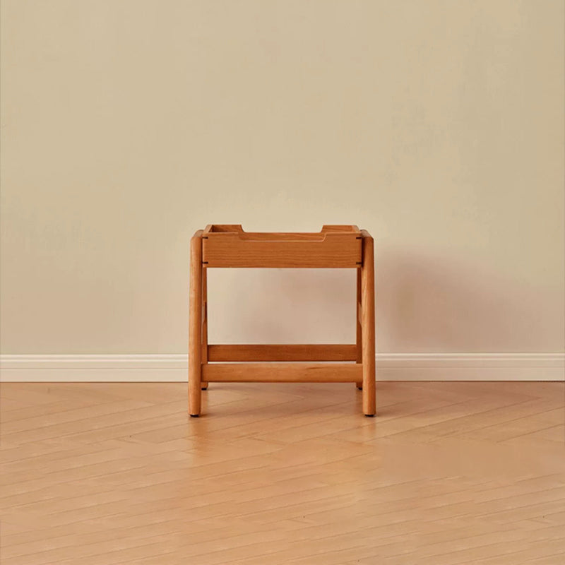 Contemporary Retro Rectangular Solid Wood Stackable Multi-Functional Storage Low Stool Footrest For Living Room