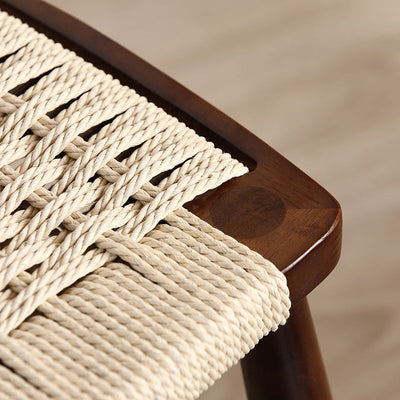 Traditioneller rustikaler runder rechteckiger Aluminium-Rattan-Stoffakzentstuhl mit Rückenlehne für das Wohnzimmer 
