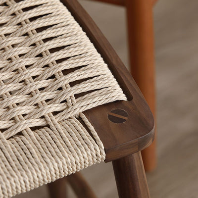 Traditioneller rustikaler runder rechteckiger Aluminium-Rattan-Stoffakzentstuhl mit Rückenlehne für das Wohnzimmer 