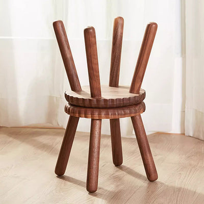 Contemporary Creative Biscuit Round Solid Wood Low Stool Footstool For Living Room