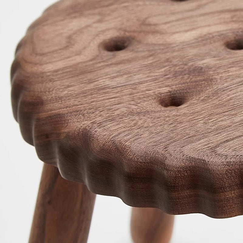 Contemporary Creative Biscuit Round Solid Wood Low Stool Footstool For Living Room