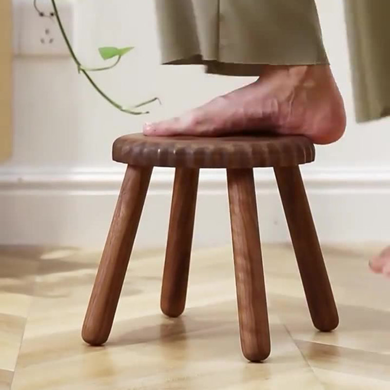 Contemporary Creative Biscuit Round Solid Wood Low Stool Footstool For Living Room