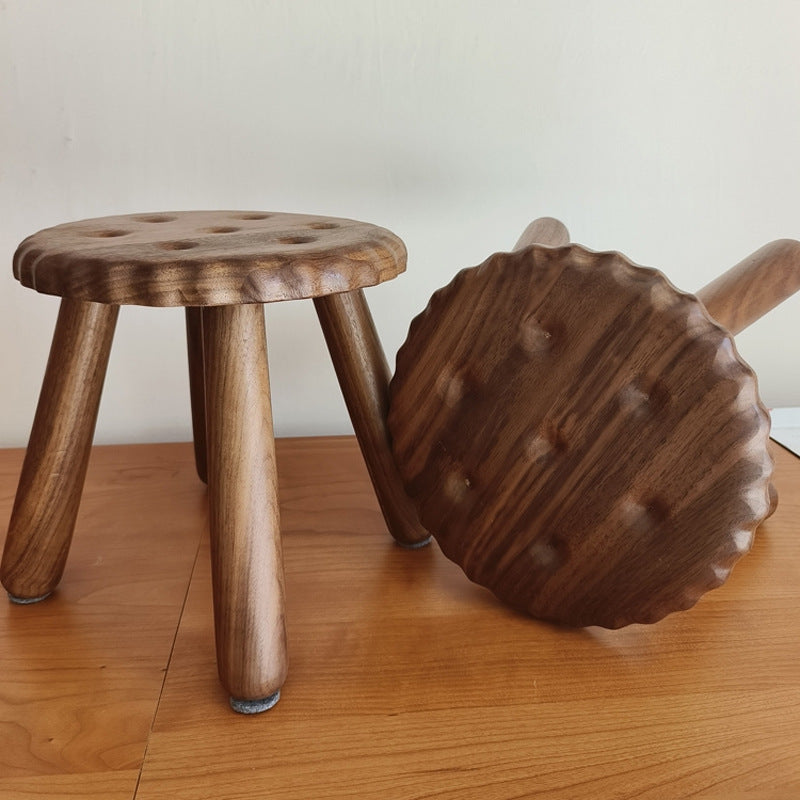 Contemporary Creative Biscuit Round Solid Wood Low Stool Footstool For Living Room