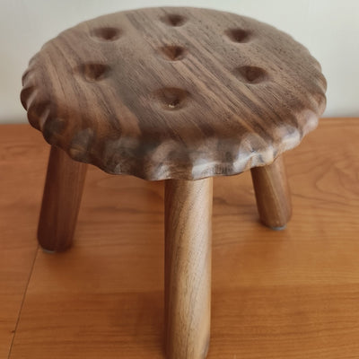 Contemporary Creative Biscuit Round Solid Wood Low Stool Footstool For Living Room