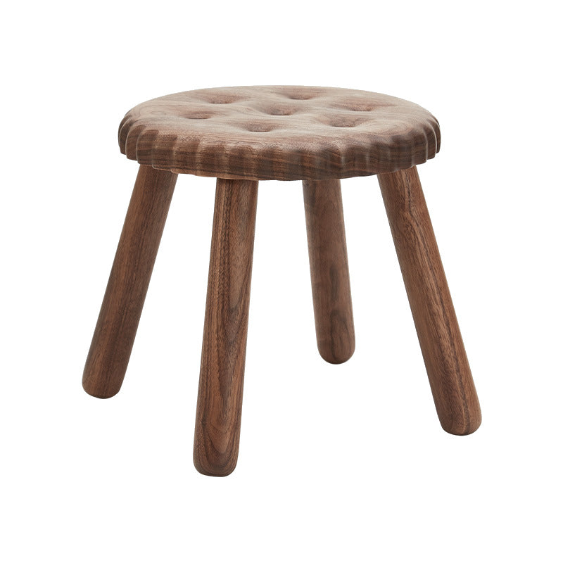 Contemporary Creative Biscuit Round Solid Wood Low Stool Footstool For Living Room