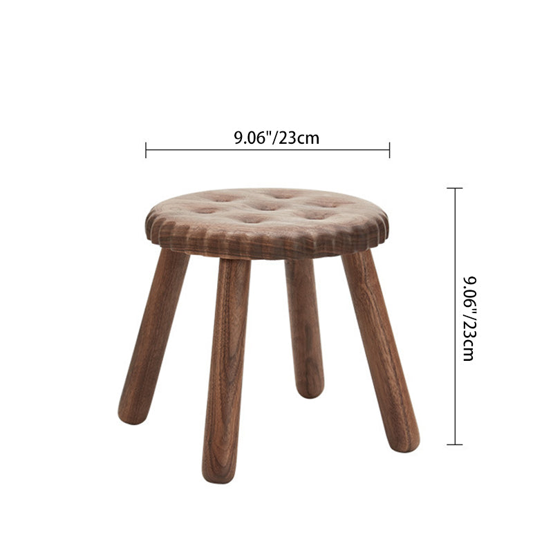 Contemporary Creative Biscuit Round Solid Wood Low Stool Footstool For Living Room