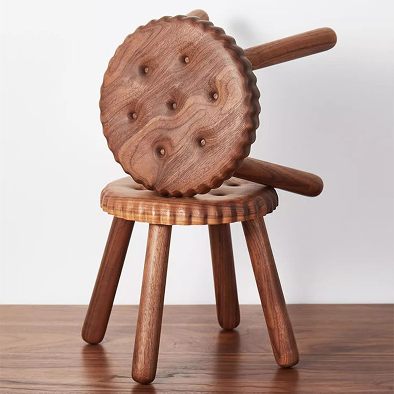 Contemporary Creative Biscuit Round Solid Wood Low Stool Footstool For Living Room