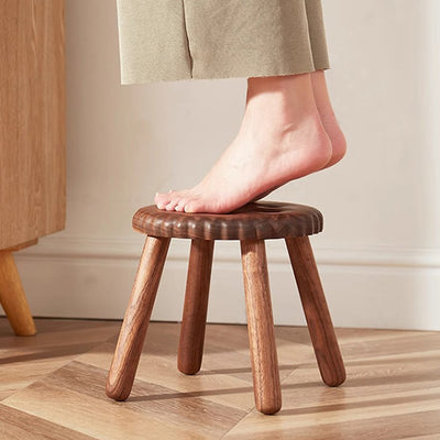 Contemporary Creative Biscuit Round Solid Wood Low Stool Footstool For Living Room