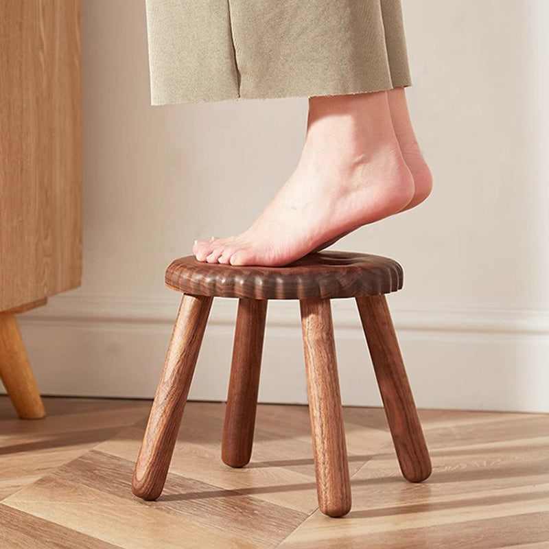 Contemporary Creative Biscuit Round Solid Wood Low Stool Footstool For Living Room