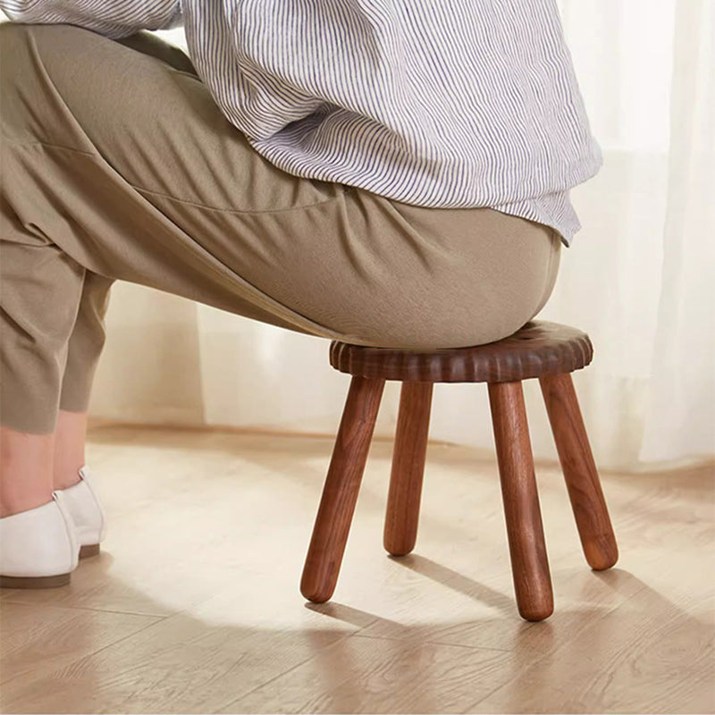 Contemporary Creative Biscuit Round Solid Wood Low Stool Footstool For Living Room