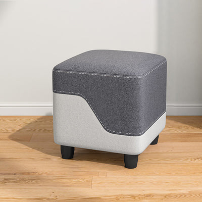 Contemporary Simplicity Fabric Cube Low Stool Footstool For Living Room
