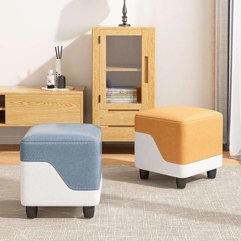 Contemporary Simplicity Fabric Cube Low Stool Footstool For Living Room