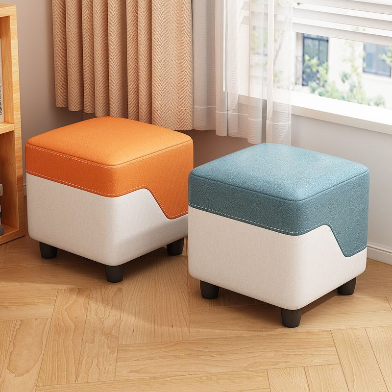 Contemporary Simplicity Fabric Cube Low Stool Footstool For Living Room