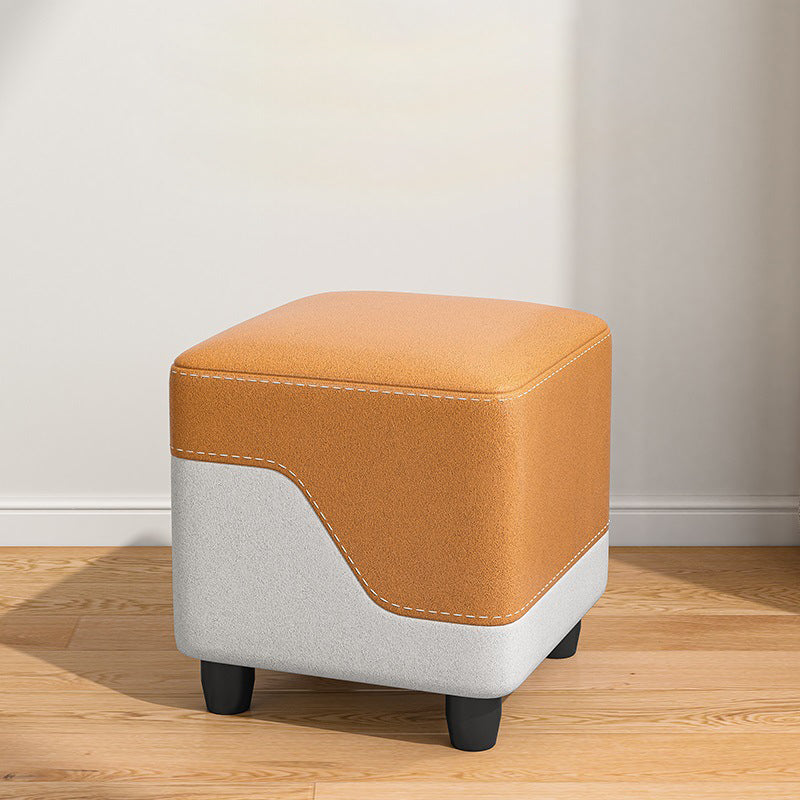 Contemporary Simplicity Fabric Cube Low Stool Footstool For Living Room