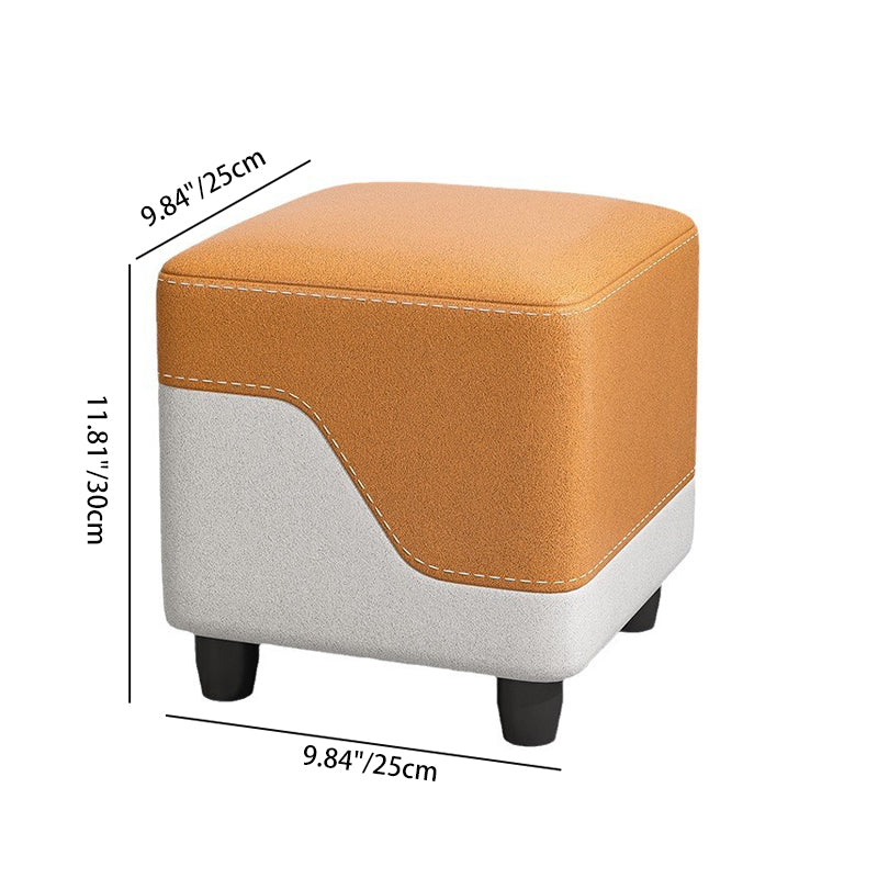 Contemporary Simplicity Fabric Cube Low Stool Footstool For Living Room