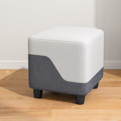 Contemporary Simplicity Fabric Cube Low Stool Footstool For Living Room