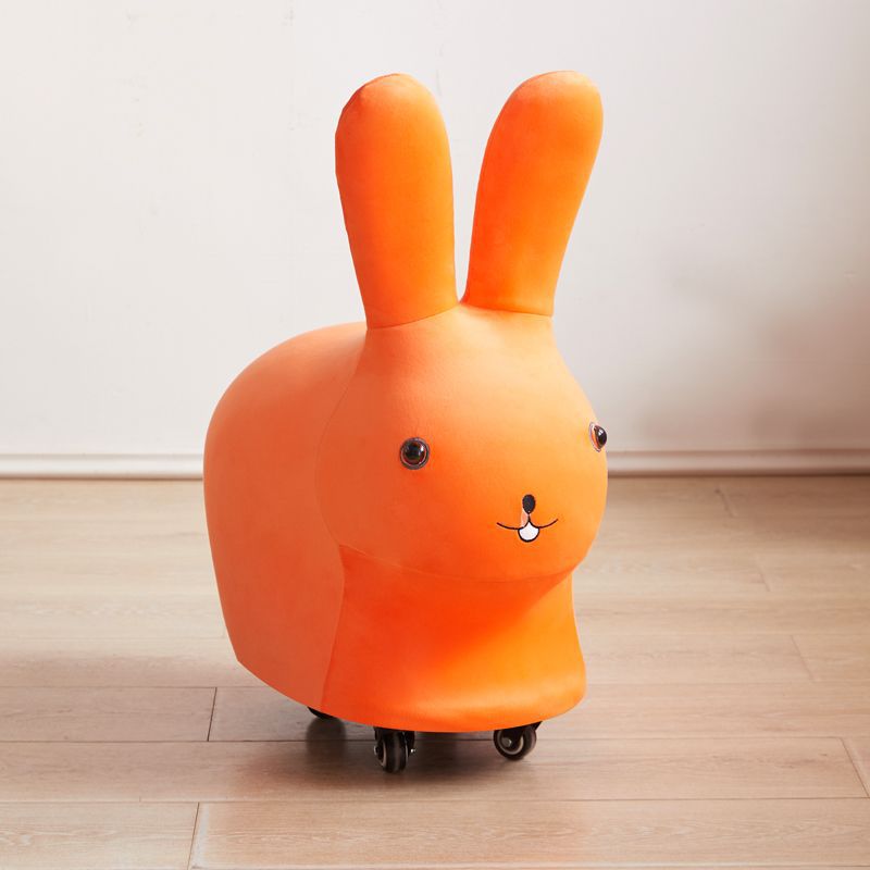 Contemporary Creative Cute Animal Rabbit Fabric Low Stool With Pulley For Living Room