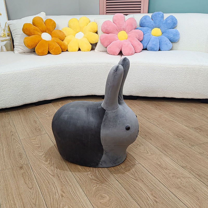 Contemporary Creative Cute Animal Rabbit Fabric Low Stool With Pulley For Living Room