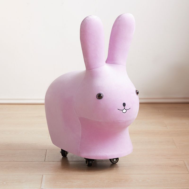 Contemporary Creative Cute Animal Rabbit Fabric Low Stool With Pulley For Living Room