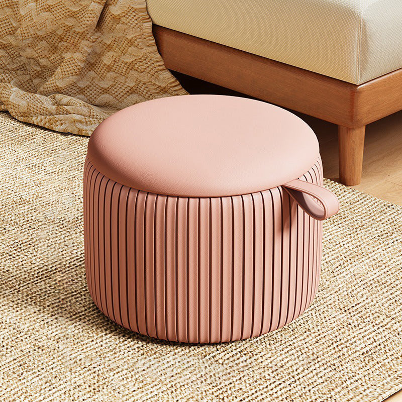 Contemporary Simplicity Fabric Round Pouf Low Stool For Living Room