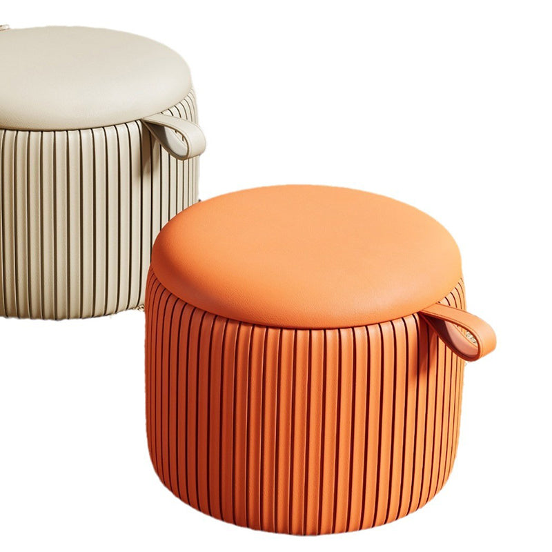 Contemporary Simplicity Fabric Round Pouf Low Stool For Living Room