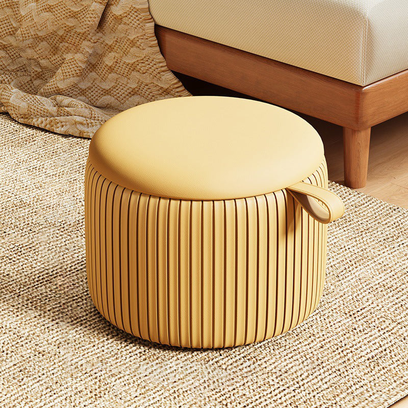 Contemporary Simplicity Fabric Round Pouf Low Stool For Living Room