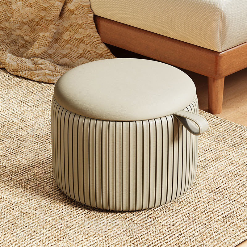 Contemporary Simplicity Fabric Round Pouf Low Stool For Living Room