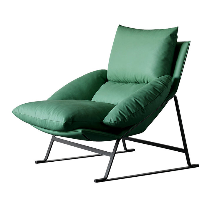 Sillón decorativo contemporáneo de lujo con respaldo curvo, tapizado en tela sintética y estructura de hierro para sala de estar 