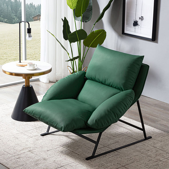 Chaise d'appoint en fer avec dossier en tissu courbé de luxe contemporain pour salon 