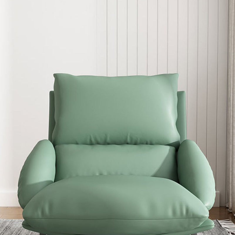 Sillón decorativo contemporáneo de lujo con respaldo curvo, tapizado en tela sintética y estructura de hierro para sala de estar 