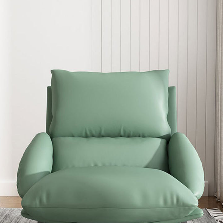 Sillón decorativo contemporáneo de lujo con respaldo curvo, tapizado en tela sintética y estructura de hierro para sala de estar 