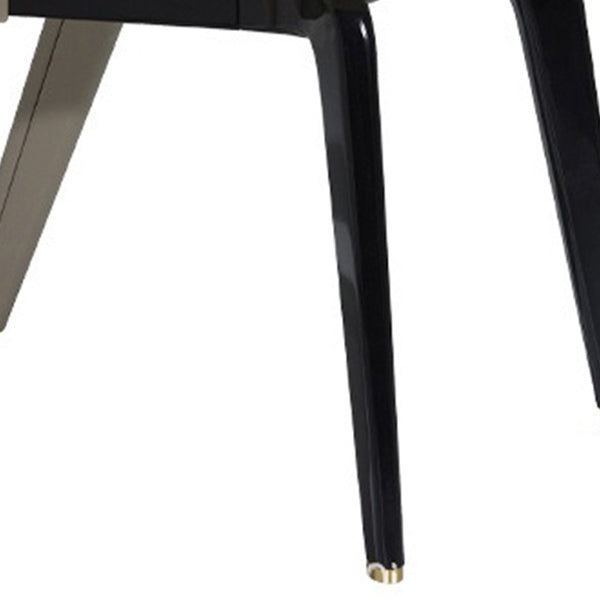 Chaise de salle à manger moderne en cuir microfibre carrée avec cadre en métal et dossier arqué pour salle à manger 