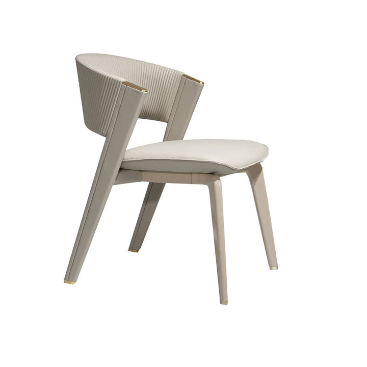 Chaise de salle à manger moderne en cuir microfibre carrée avec cadre en métal et dossier arqué pour salle à manger 