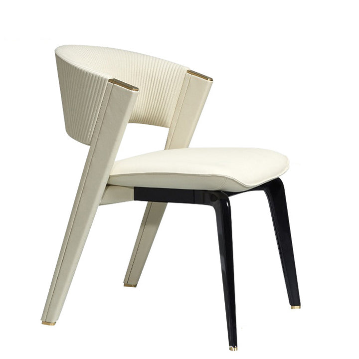 Chaise de salle à manger moderne en cuir microfibre carrée avec cadre en métal et dossier arqué pour salle à manger 