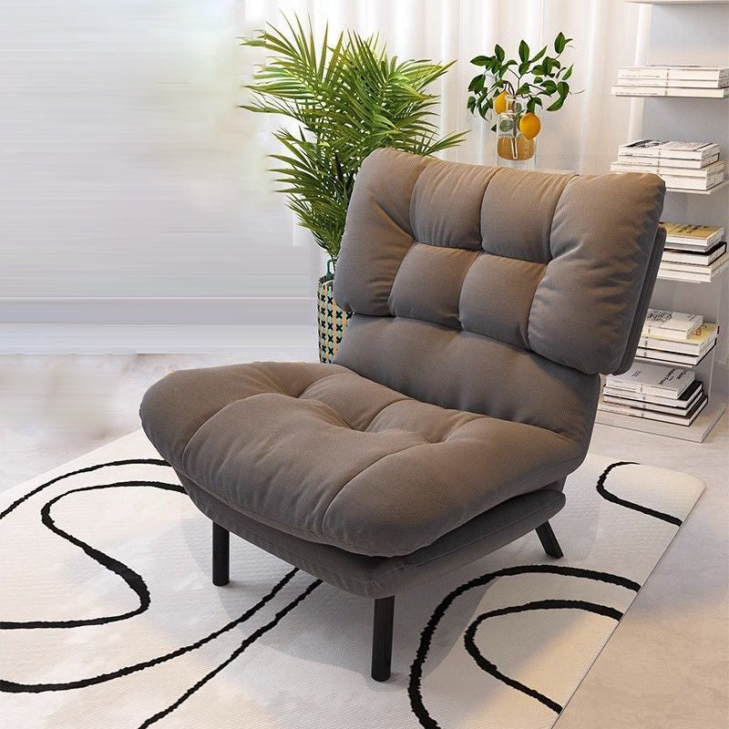 Contemporary Scandinavian Tufted Velvet Upholstered Wood Legs Accent Chair Backrest For Living Room
