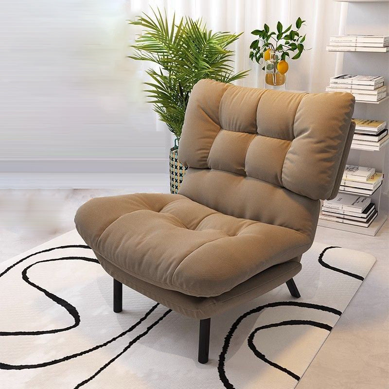 Contemporary Scandinavian Tufted Velvet Upholstered Wood Legs Accent Chair Backrest For Living Room