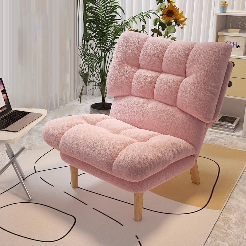 Contemporary Scandinavian Tufted Velvet Upholstered Wood Legs Accent Chair Backrest For Living Room