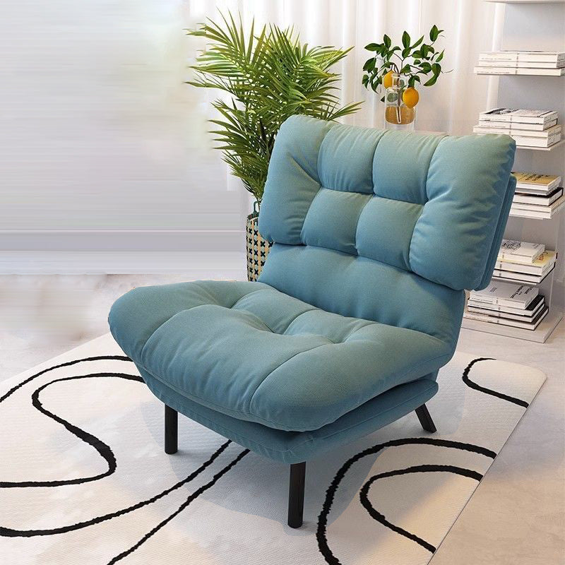 Contemporary Scandinavian Tufted Velvet Upholstered Wood Legs Accent Chair Backrest For Living Room