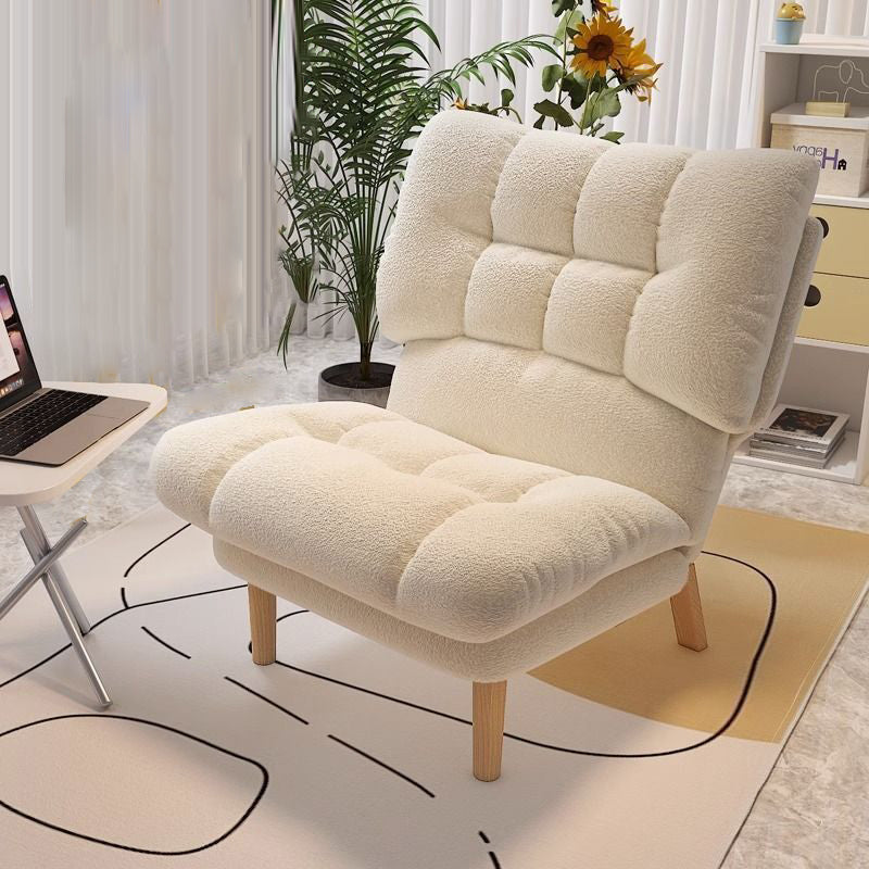 Contemporary Scandinavian Tufted Velvet Upholstered Wood Legs Accent Chair Backrest For Living Room