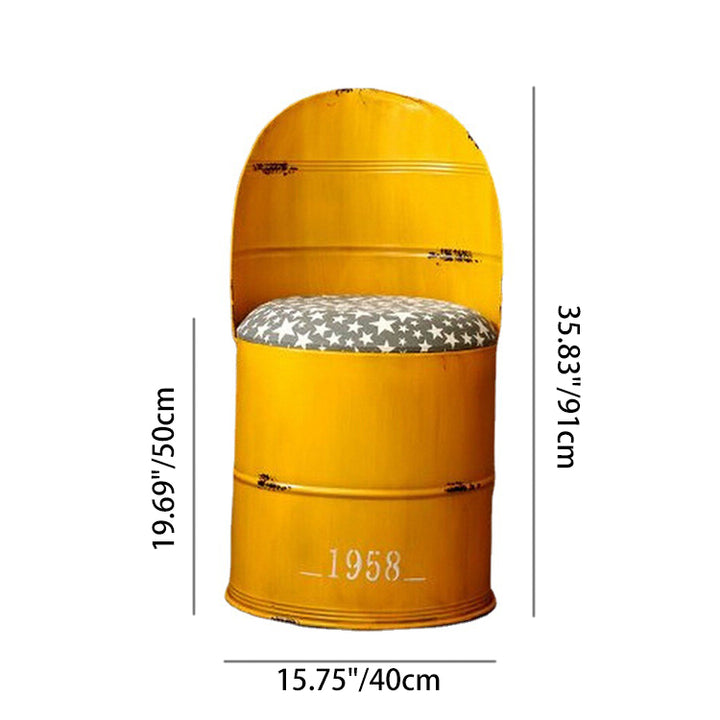 Contemporary Creative Distressed Iron Bucket Bar Stool Arc Back