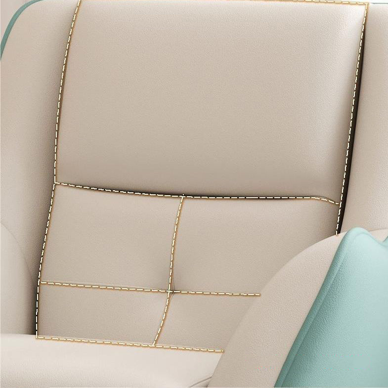 Contemporary Scandinavian Square Leather Upholstered Accent Chair Backrest Armrest For Living Room