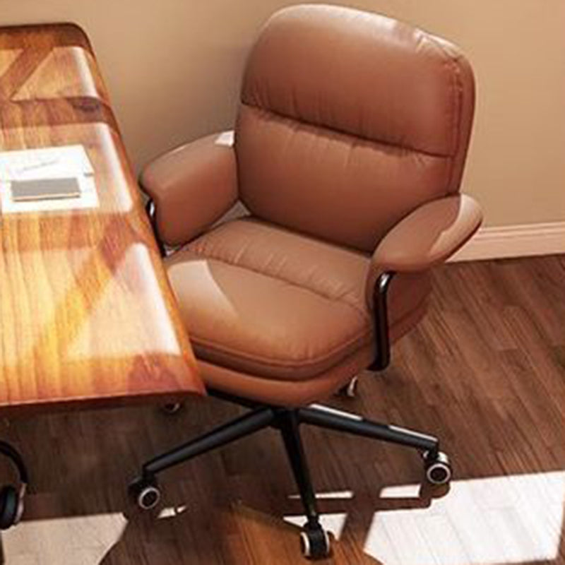 Contemporary Simplicity Square PU Leather Upholstered Height Adjustable Desk Chair Casters For Home Office