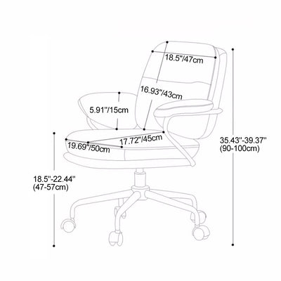 Contemporary Simplicity Square PU Leather Upholstered Height Adjustable Desk Chair Casters For Home Office