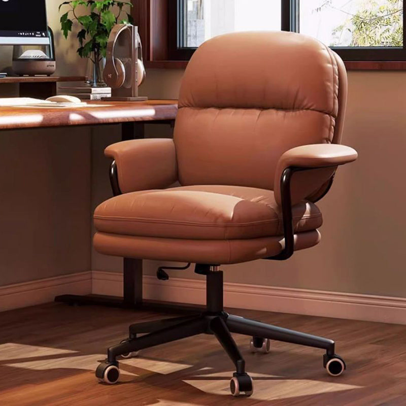 Contemporary Simplicity Square PU Leather Upholstered Height Adjustable Desk Chair Casters For Home Office
