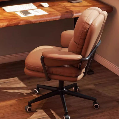 Contemporary Simplicity Square PU Leather Upholstered Height Adjustable Desk Chair Casters For Home Office