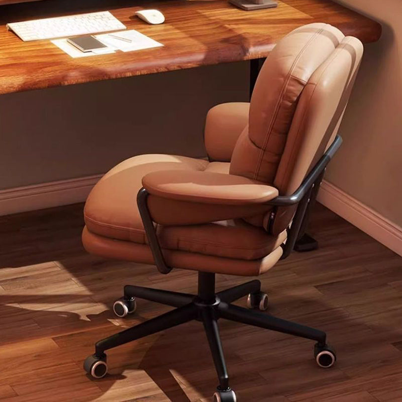 Contemporary Simplicity Square PU Leather Upholstered Height Adjustable Desk Chair Casters For Home Office
