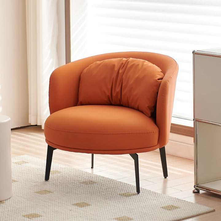 Chaise d'appoint contemporaine scandinave ronde en cuir PU avec dossier pour salon 