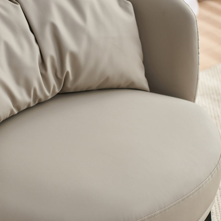 Contemporary Scandinavian Round PU Leather Upholstered Accent Chair Backrest For Living Room