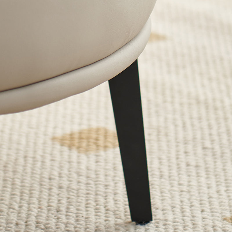 Contemporary Scandinavian Round PU Leather Upholstered Accent Chair Backrest For Living Room